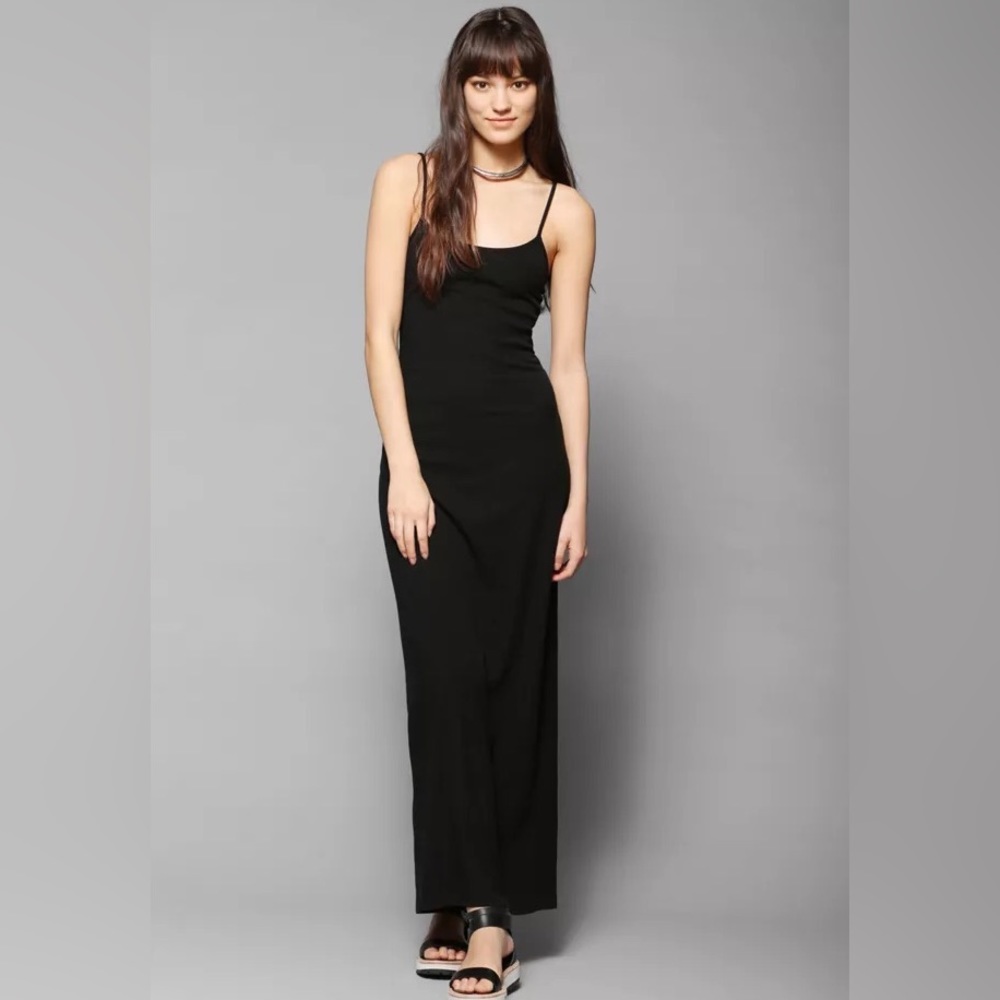 Urban Outfitters Ribbed Maxi Slit Dress in Black - Sparkle & Fade